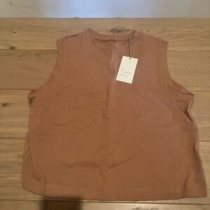 Target Brown Mandarin Collar Sleeveless Tank Top